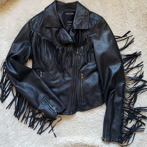 Faux Leather Fringe Jacket